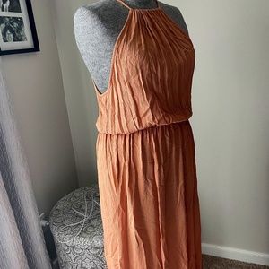 Apricot colored gauzy halter style maxi summer dress. Forever 21. Sz  XL